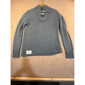 St Johns Bay Mens Large Blue Marled Shawl Collar Knit Pullover Sweater